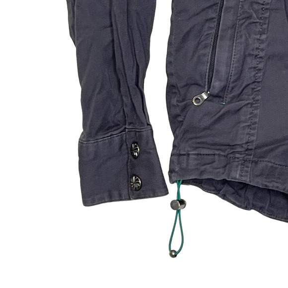 Athleta Full Zip Jacket Size Small Blue Hooded Stretch Womens Roll Tab Sleeves - Picture 3 of 6